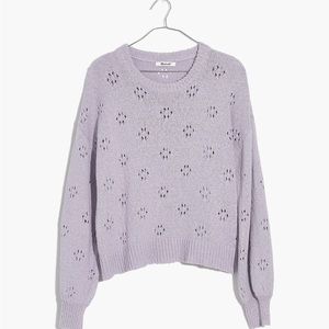 MADEWELL: Floral Pointelle Pullover Sweater in Lavender